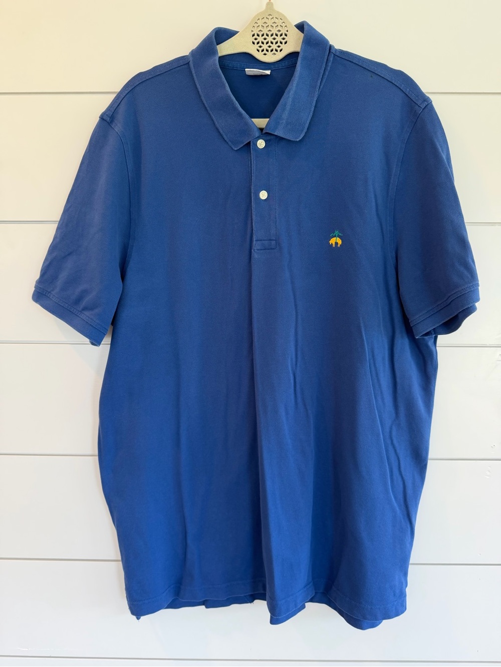 Brooks Brothers Men’s Polo Shirt XXL Blue Slim Fit Stretch Supima Cotton Logo